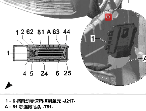 2020年大众宝来变速箱插头针脚图