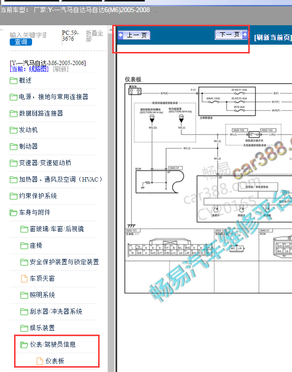 08年马自达6仪表线路及端子图