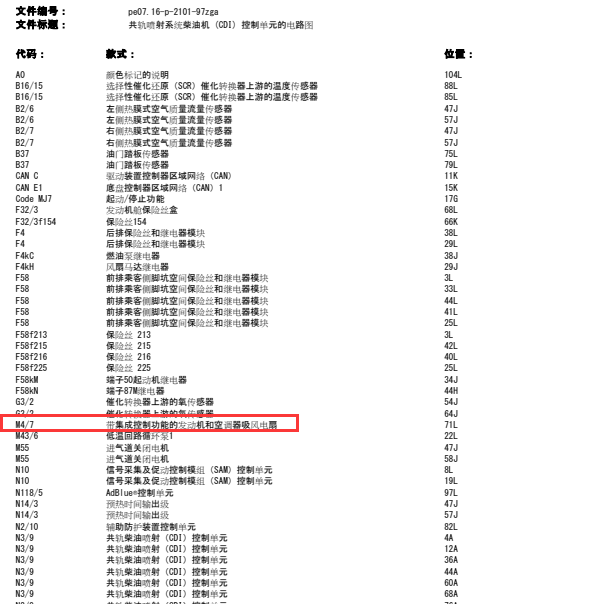 2017年奔驰G350D风扇控制电路图