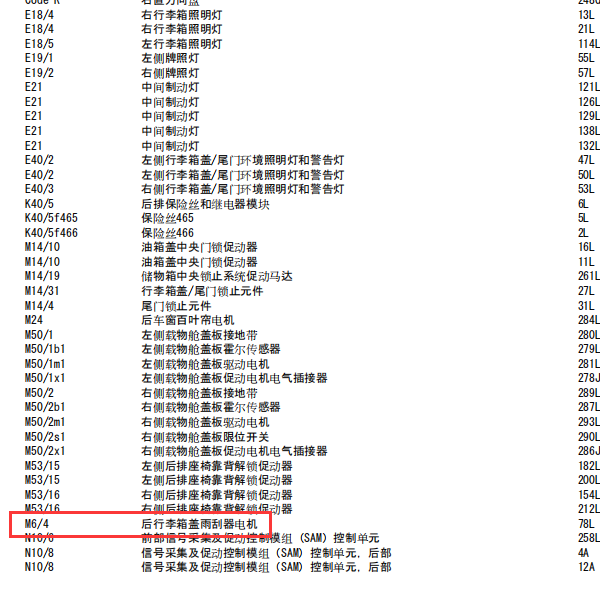 2017年奔驰GLC260后雨刮电路图