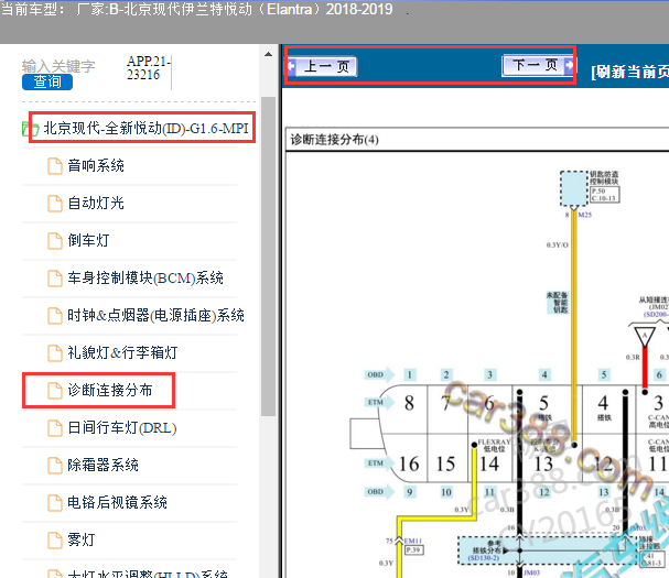2018-2019年现代悦动OBD电路图