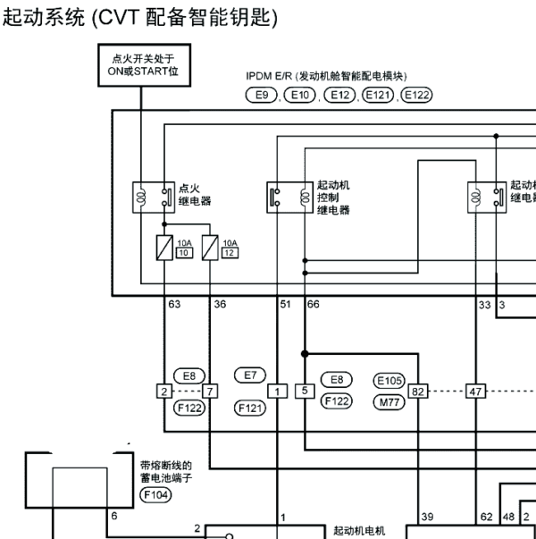 2018年东风启辰T70起动机电路图
