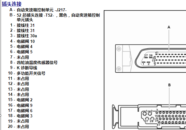 2012年大众POLO 变速箱针脚资料