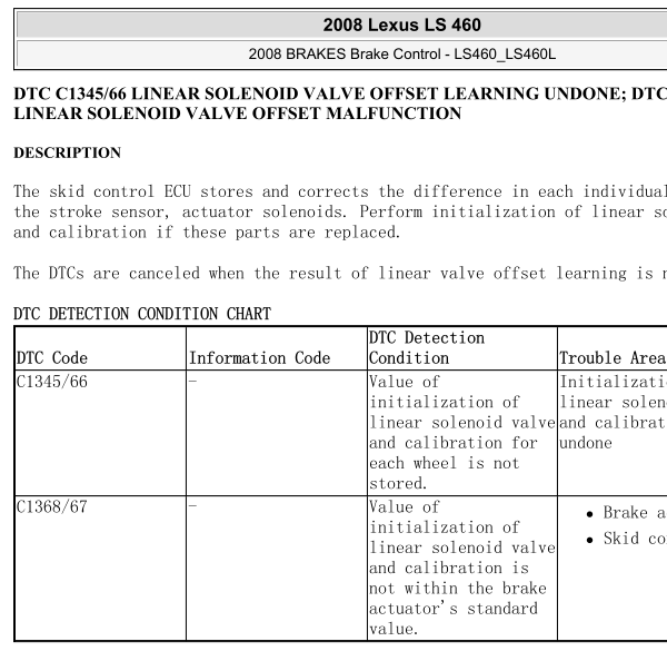2008年雷克萨斯LS460线性阀偏置学习未完成
