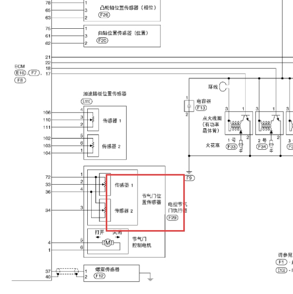 2010年日产骊威HR16发动机节气门电路图