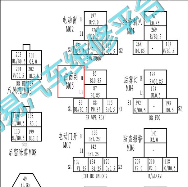 2009年江淮瑞风前雨刮继电器位置