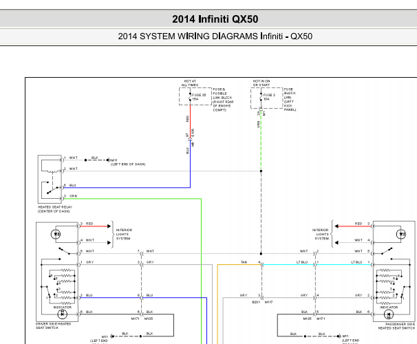 2014年英菲尼迪QX50 座椅电路图