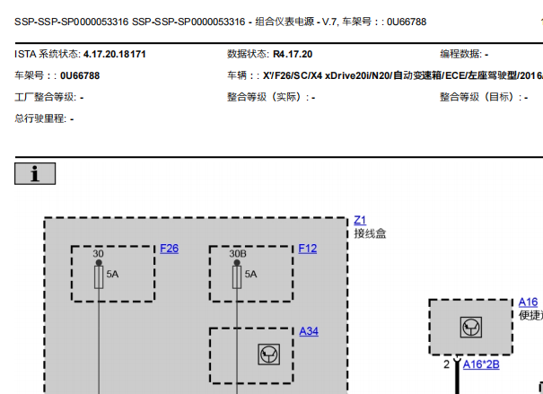 2016年宝马X4仪表电路图