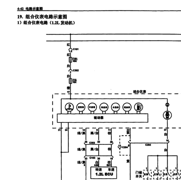 2012年五菱荣光仪表电路图