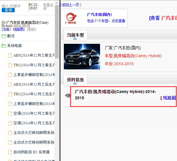 2015年丰田凯美瑞混动电路图