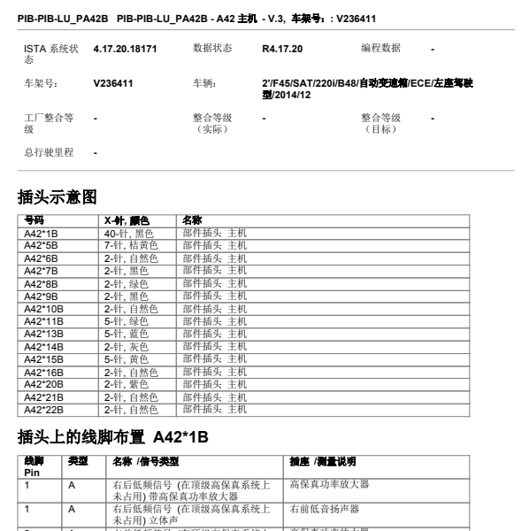 2014年宝马220iCD机针脚图