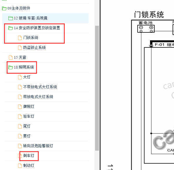 2014年马自达3 中控门锁与倒车灯电路图