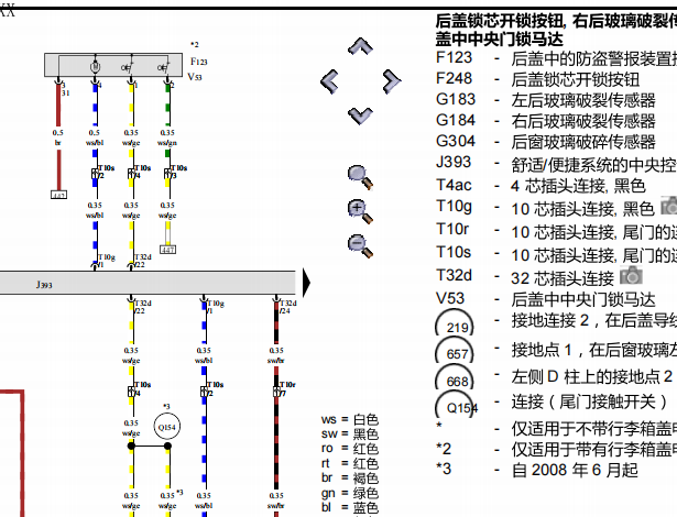 2007年奥迪Q7尾门电路图