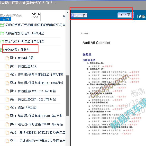 2015-2016年奥迪A5保险丝分配