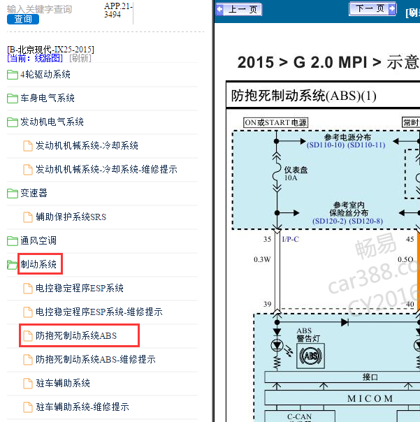 2015年现代ix25 ABS电路图