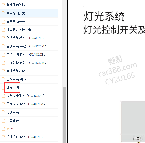 2019年风骏7灯光电路图