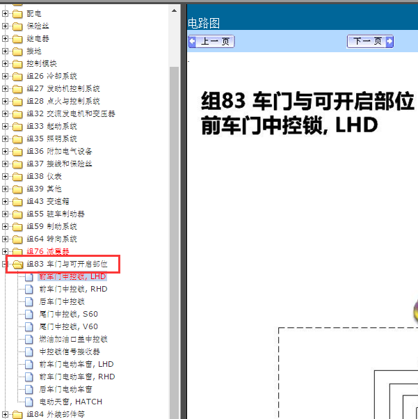 2017年沃尔沃S60门锁电路图