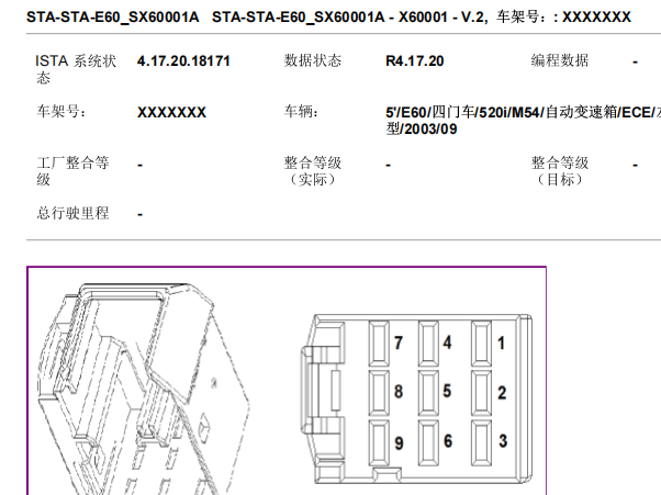 2003年宝马520i 发动机针脚资料
