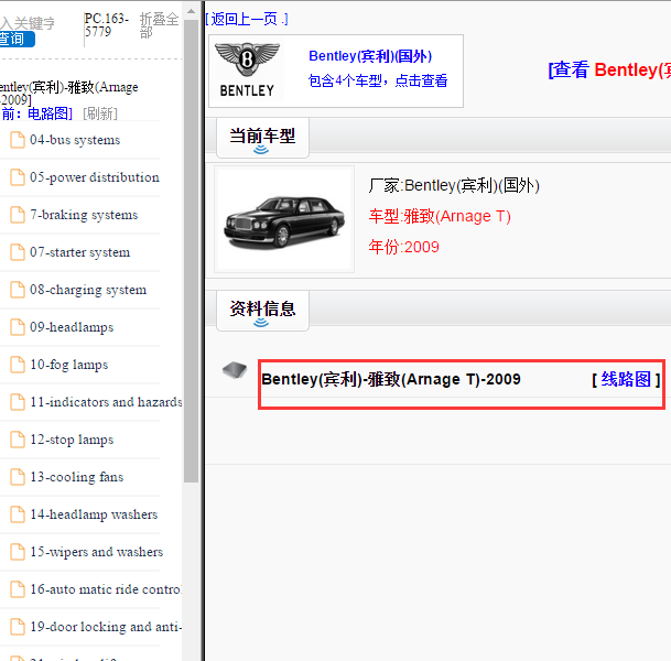 2009年宾利 雅致全车电路图