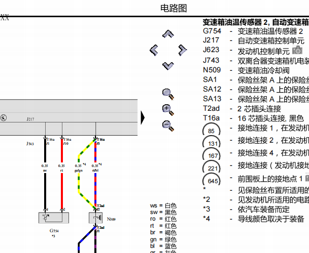 2012年奥迪A7变速箱电路图