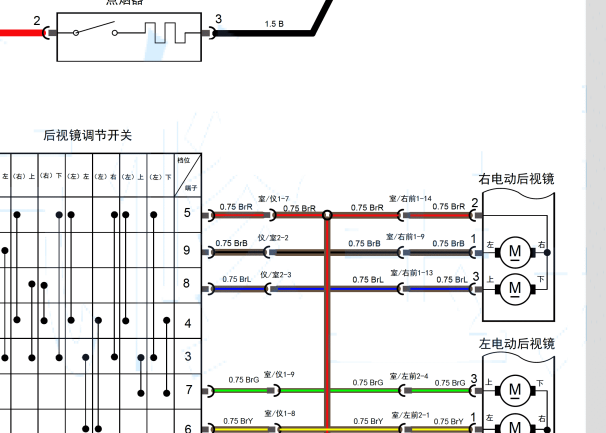 2016年奇瑞瑞虎5 后视镜电路图