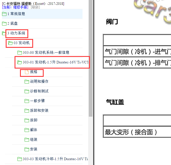 2017年福特福睿斯气门间隙