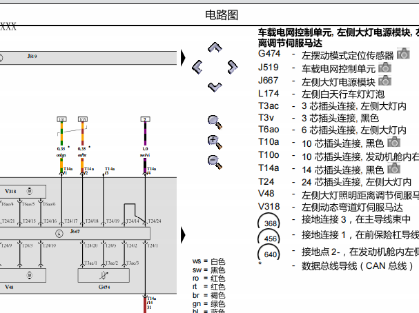 2013年奥迪Q7日间行车灯电路图