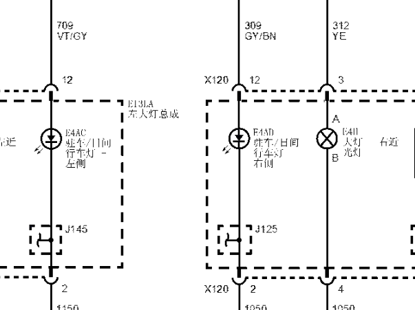 2017年别克君越大灯电路图