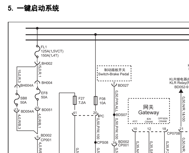 2017年荣威360一键启动电路图