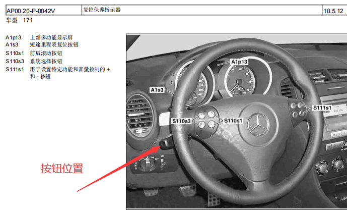 2005年奔驰SLK200时间日期设置资料