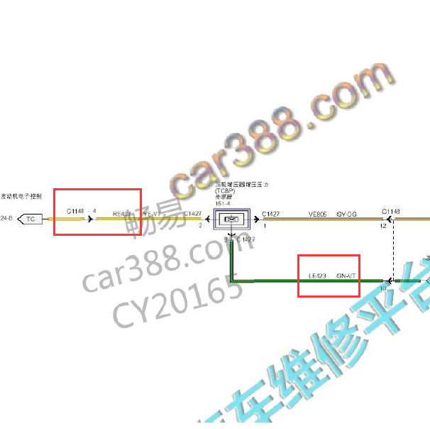 2016年福特锐界 涡轮增压器线路图走向