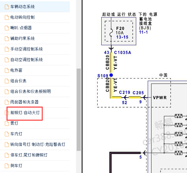 2017年林肯MKZ大灯电路图