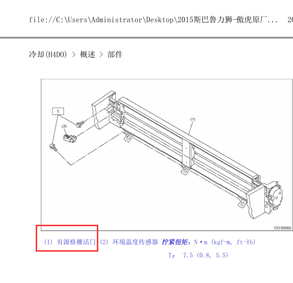2015年斯巴鲁傲虎可变格栅资料
