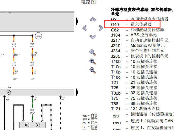 2002年大众帕萨特凸轮轴位置传感器电路图