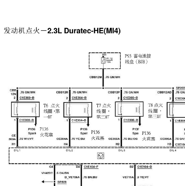 2008年福特S-MAX发动机电路图