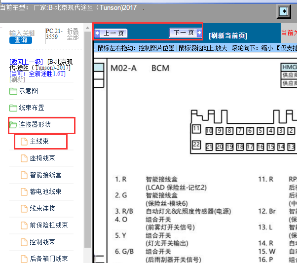 2017年现代途胜车身电脑针脚资料