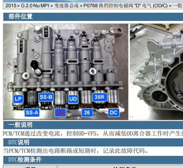 2015年起亚K5 P0768故障码资料