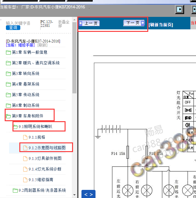 2014-2017年东风小康K07大灯电路图