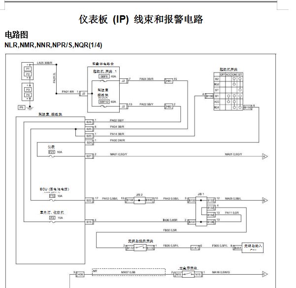 庆铃700P仪表电路图