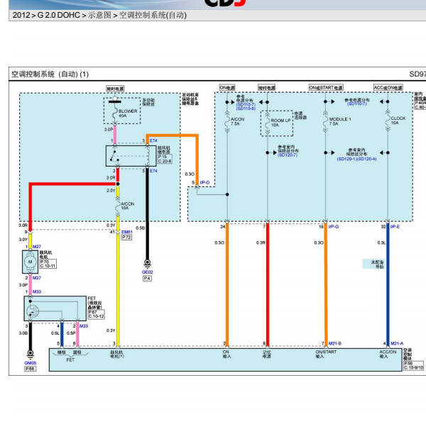 2012年起亚K5空调电路图
