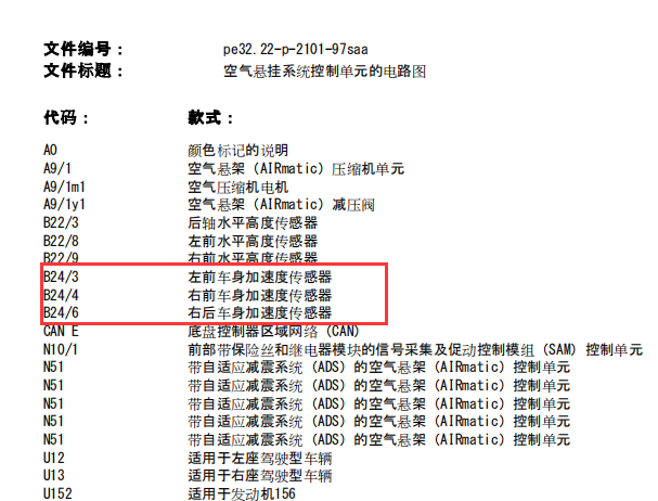 2006年奔驰S350L 车身加速度传感器电路图