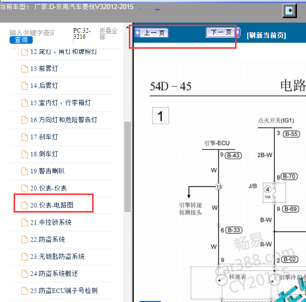 2012-2015年东南三菱菱悦V3仪表电路图