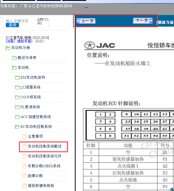 10年江淮悦悦DAK10A发动机针脚资料