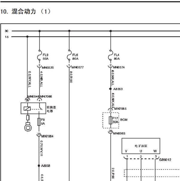 2011年荣威750混动电路图