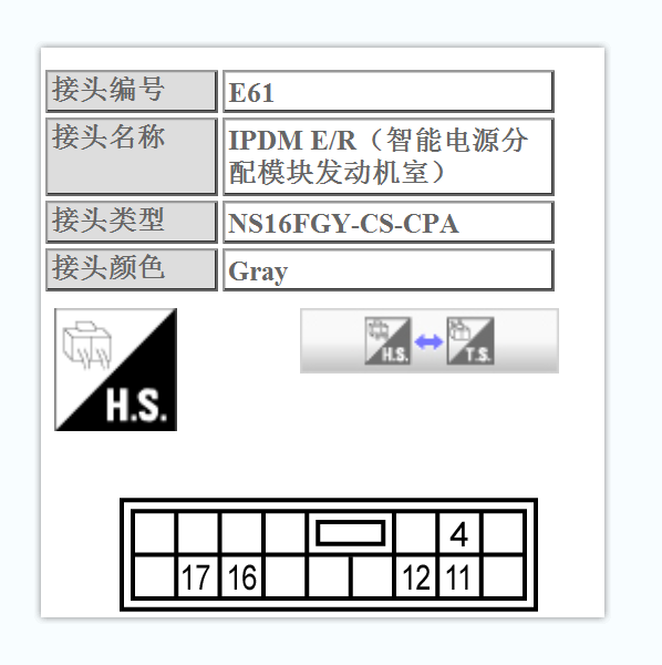 2019年日产轩逸车身电源管理模块针脚