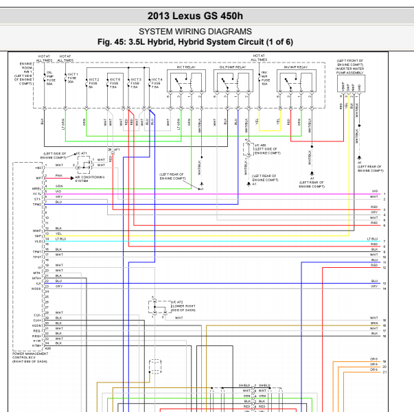 2013年雷克萨斯GS450H混动模块电路图