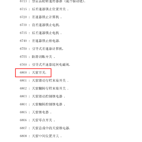 标致元件清单