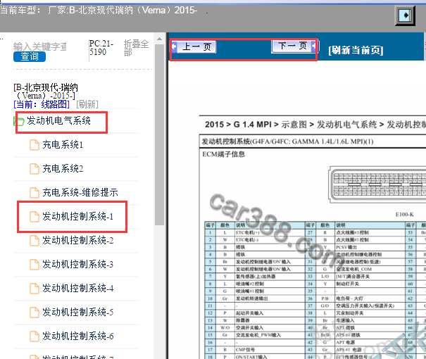 2015年现代瑞纳发动机针脚