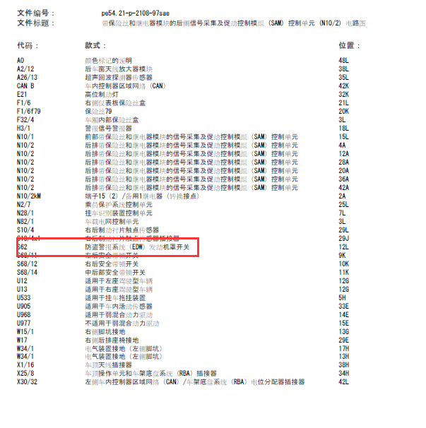 奔驰S500 273发动机罩开关电路图.