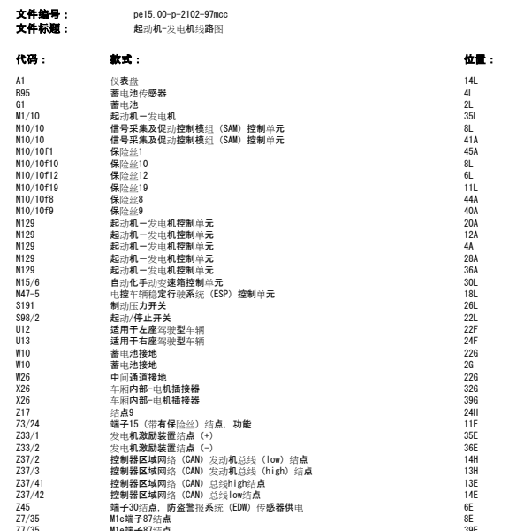 2009年奔驰smartfortwo起动机电路图